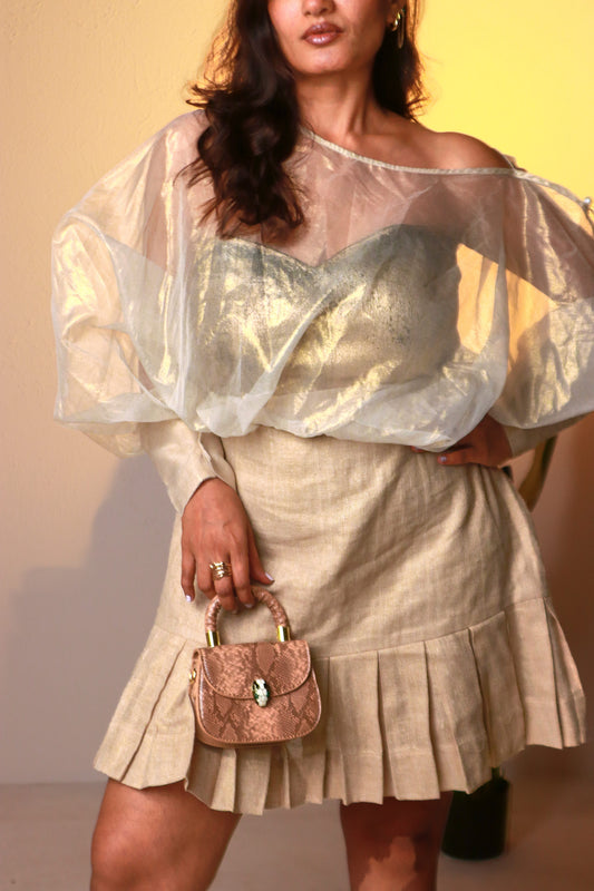 Metallic Sheer Dress – Champagne