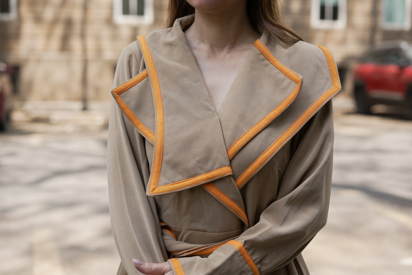 Camel Cascade Dress
