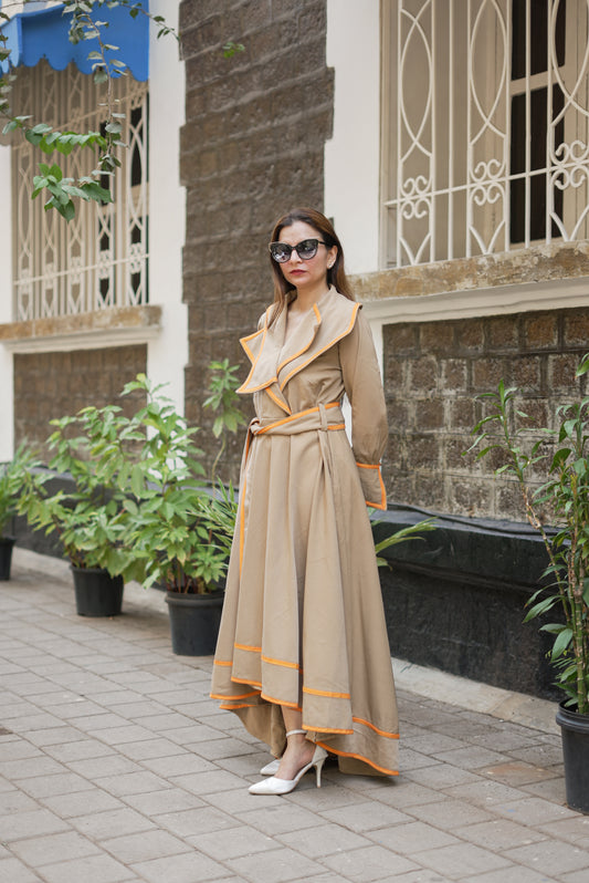 Camel Cascade Dress