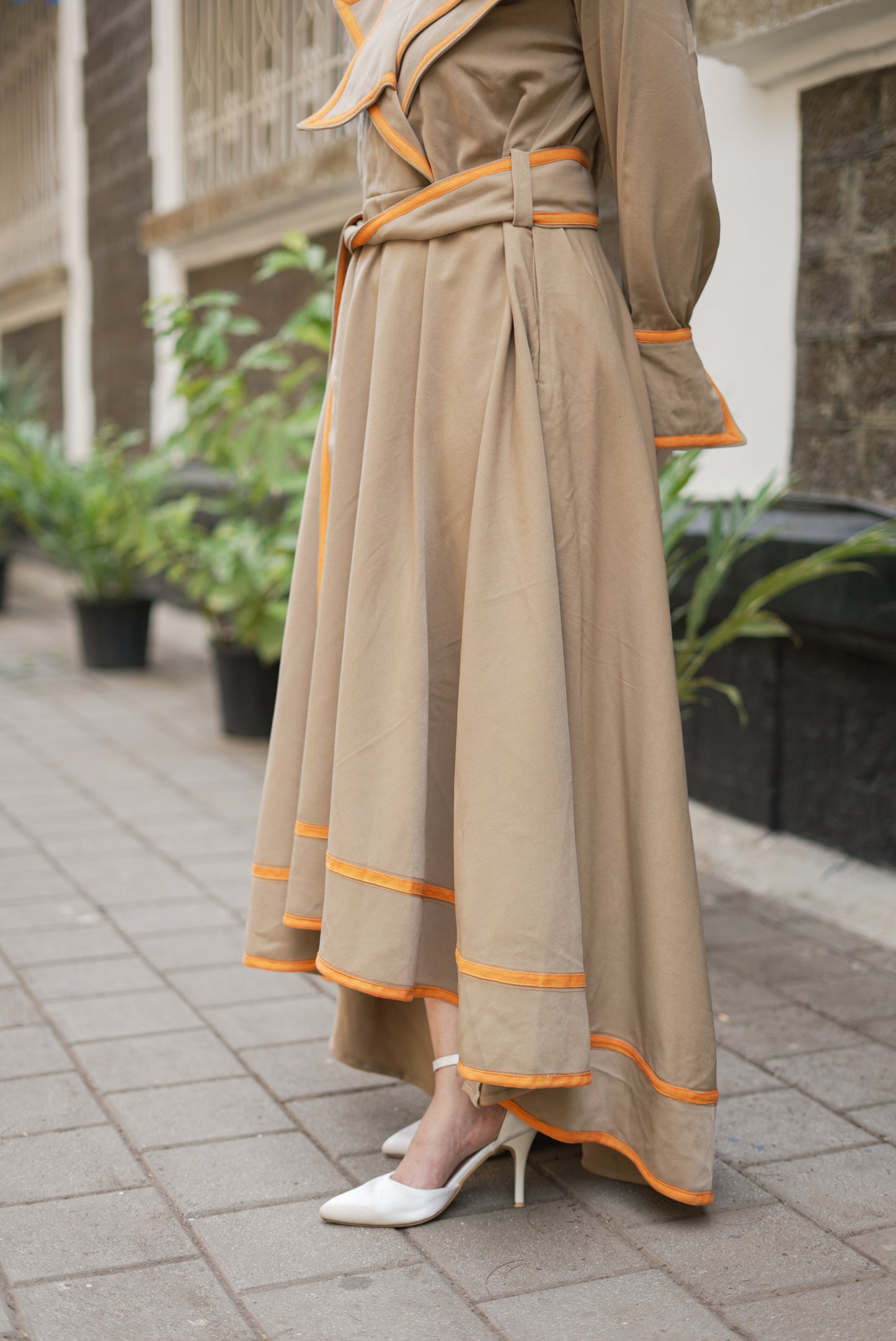Camel Cascade Dress