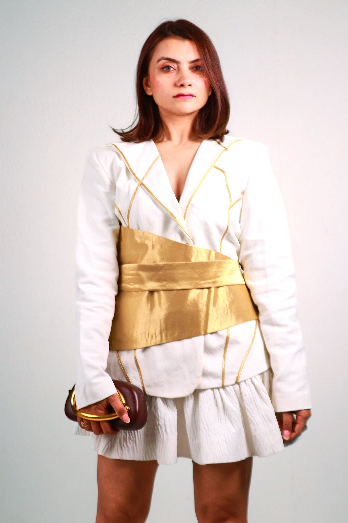 Metallic Wrap Blazer